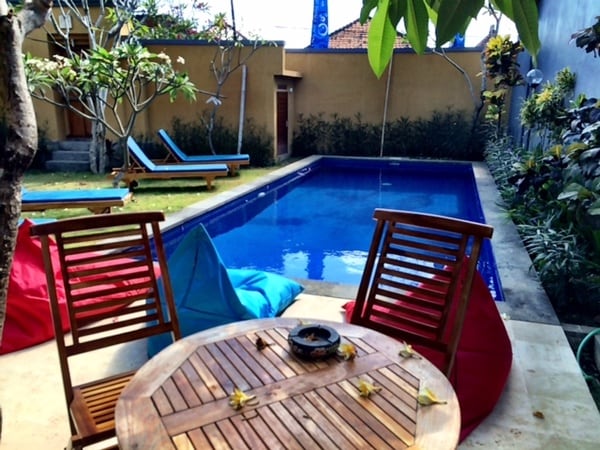 Our pool at the villa/dive center