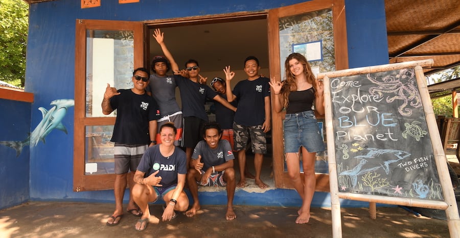 Sara with TF Team copy PADI Divemaster Gili Air